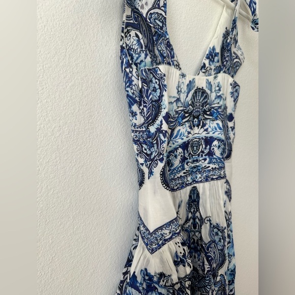 Camilla tie shoulder dress blue white glaze and graze Size Large - Picture 11 of 16